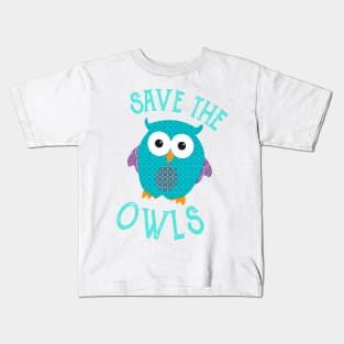 Save The Owls Cute Love Owl Design Kids T-Shirt